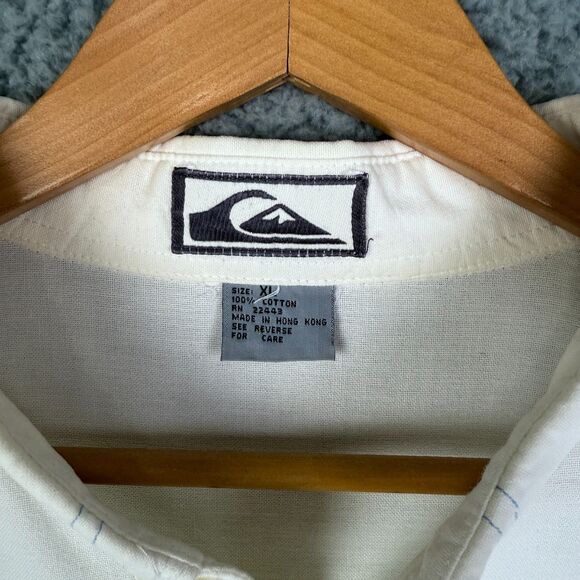 Vintage Quiksilver Button Down Shirt 90s Boxy Fit Embroidered Cotton Men’s XL - Picture 5 of 10